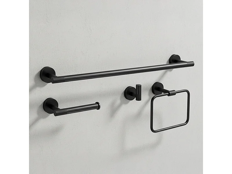 Ensemble De Cintres De Salle De Bain Rea Grid 4 Pieces Black