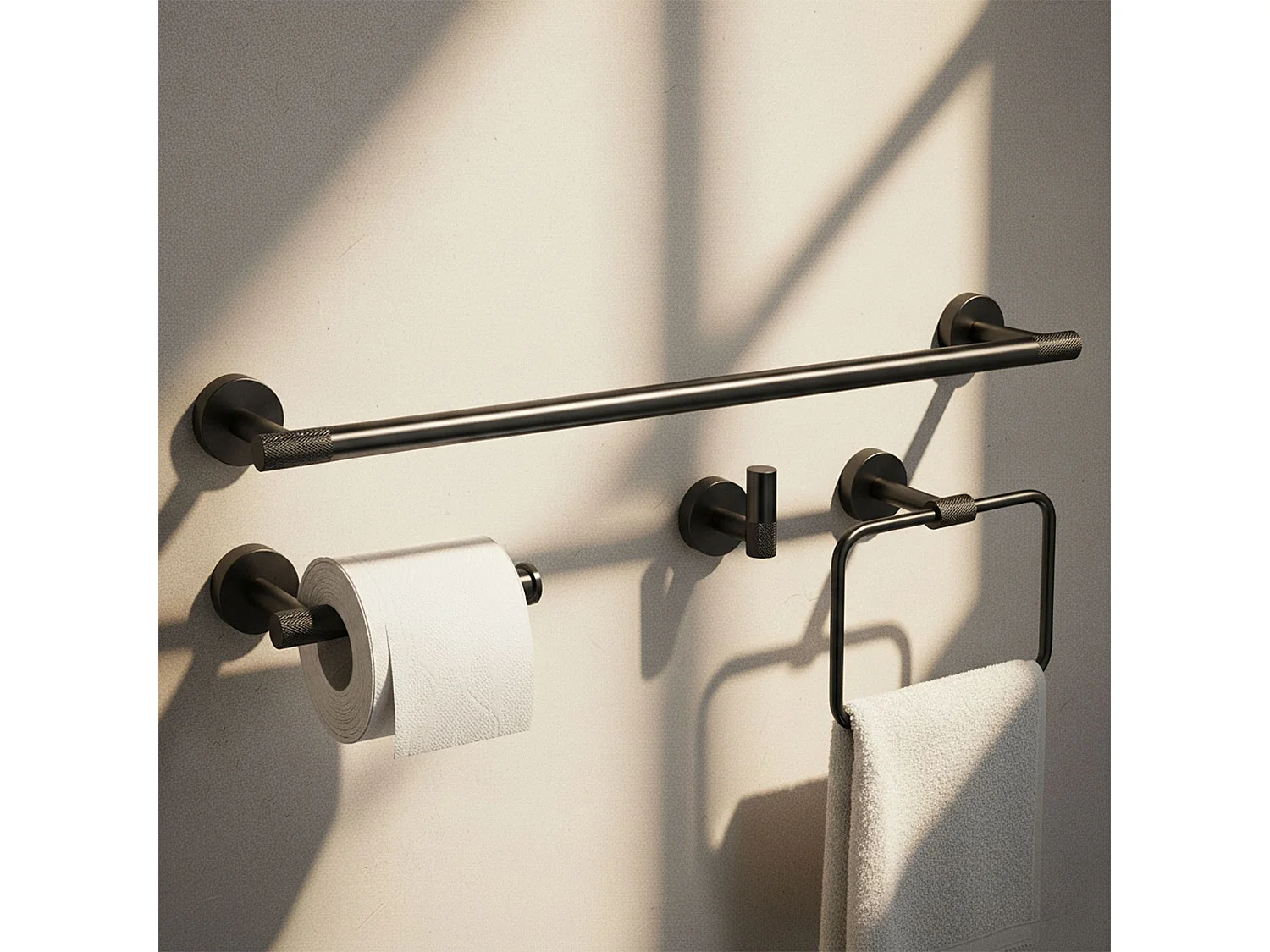 Ensemble De Cintres De Salle De Bain Rea Grid 4 Pieces Black