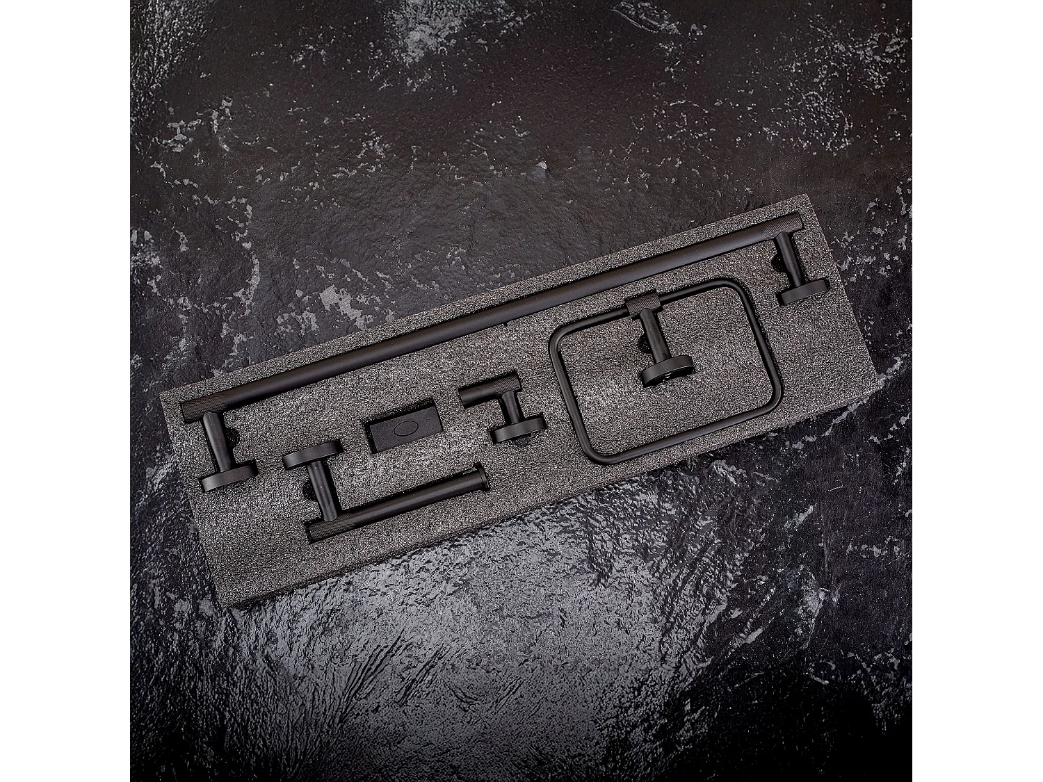 Ensemble De Cintres De Salle De Bain Rea Grid 4 Pieces Black