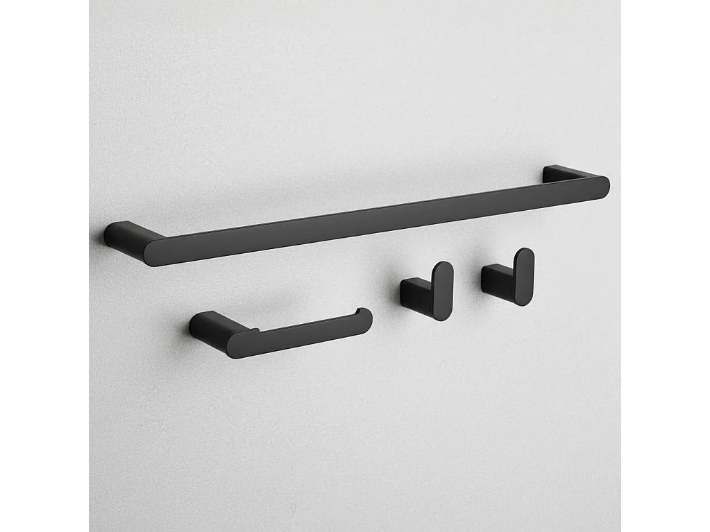 Ensemble De Cintres De Salle De Bain Rea Mati 4 Pieces Black