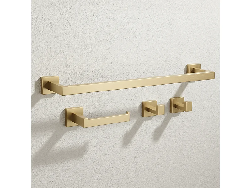 Ensemble De Cintres De Salle De Bain Rea Rio 4 Pieces Brush Gold