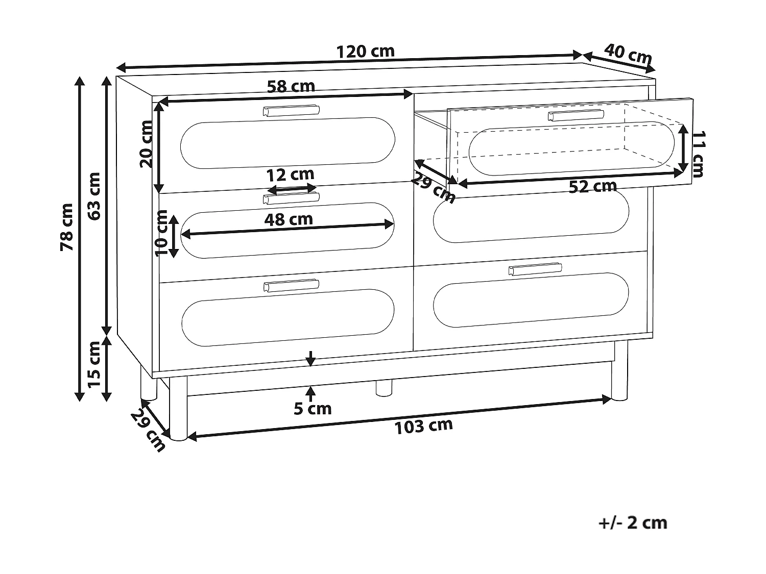 Commode à 6 tiroirs COSTELLO Marron clair