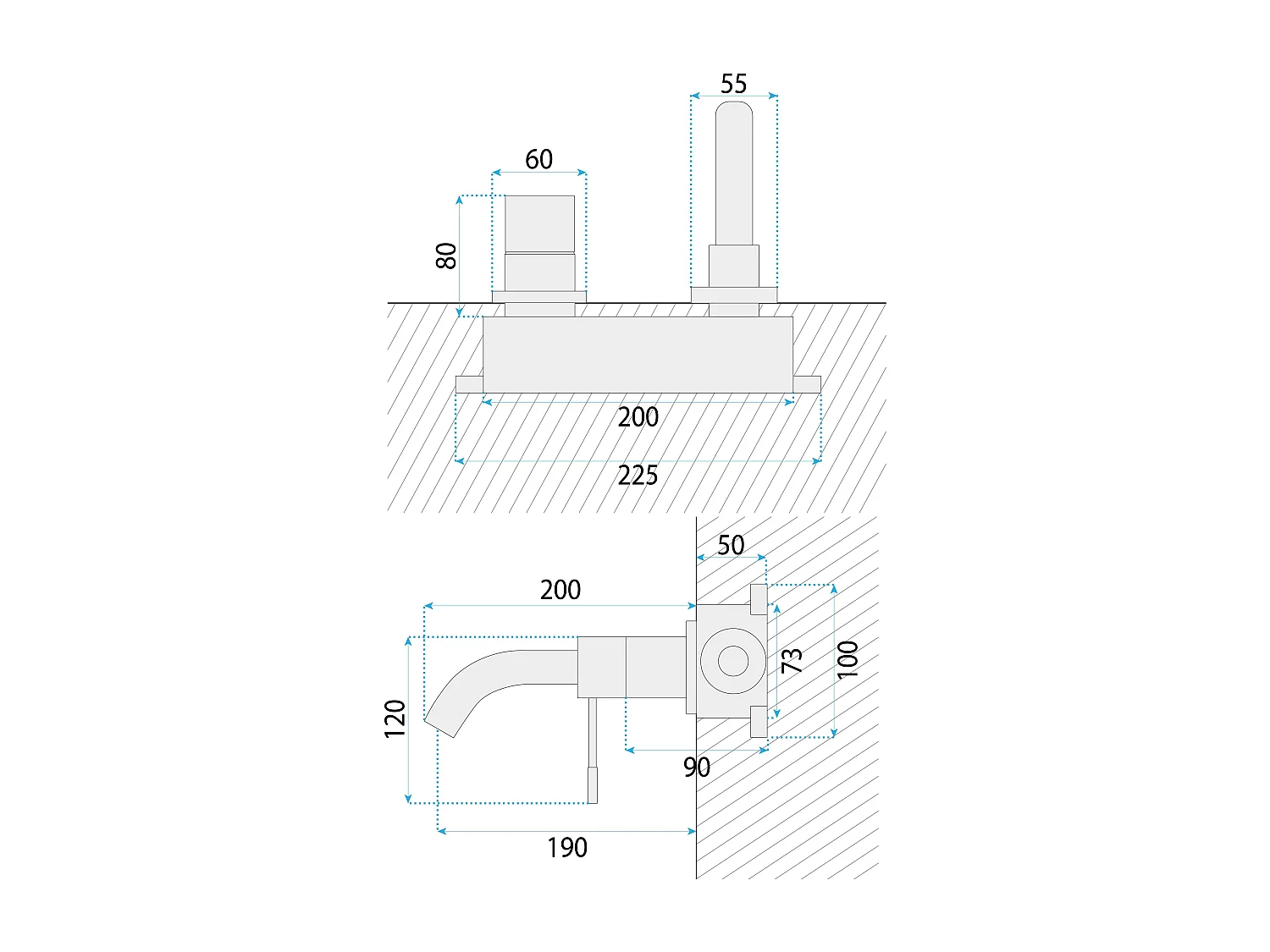 Inbouw Wastafelkraan Rea Lungo Gold
