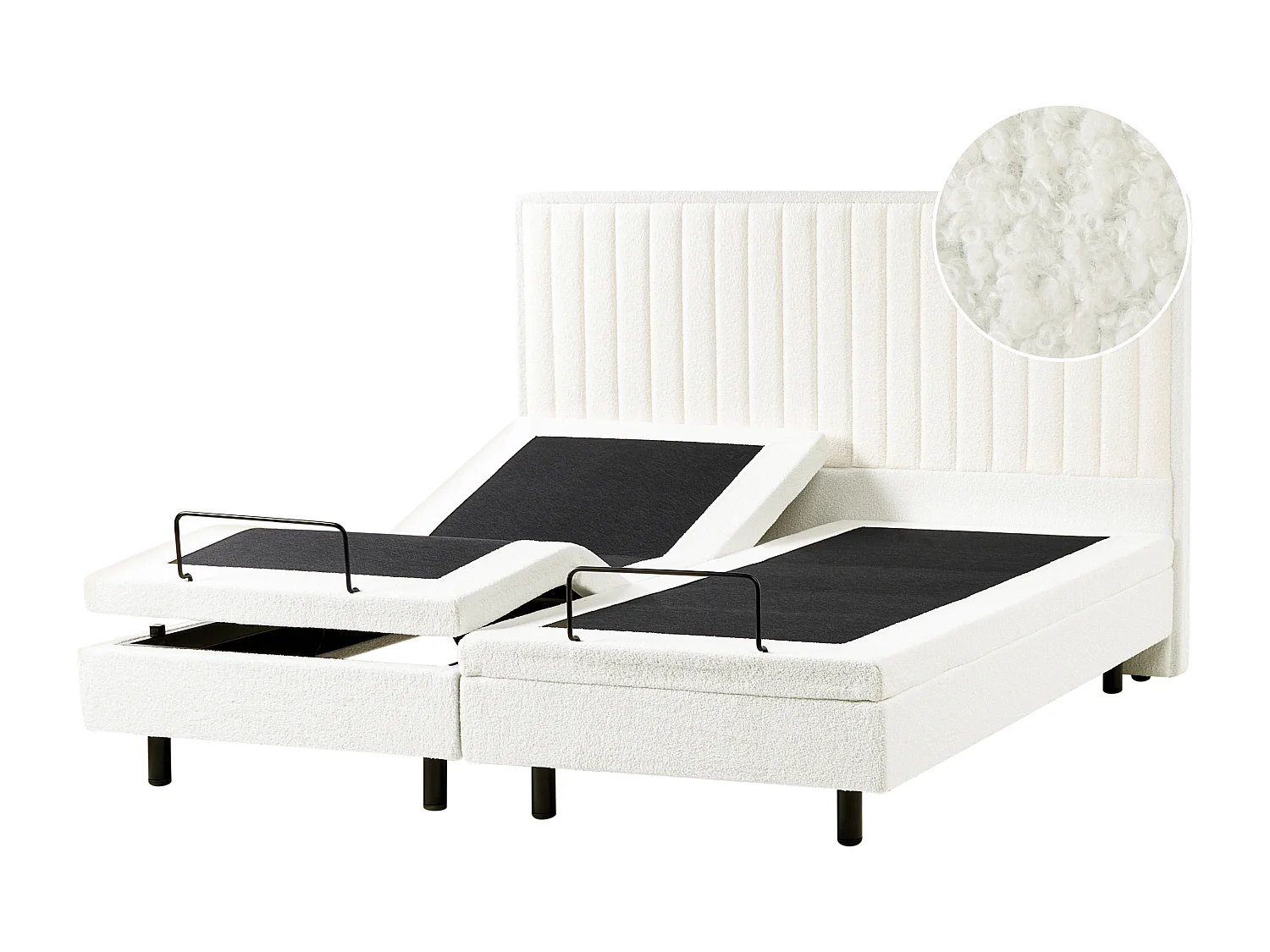 Lit réglable Bouclé DUKE II 180 x 200 cm Blanc cassé