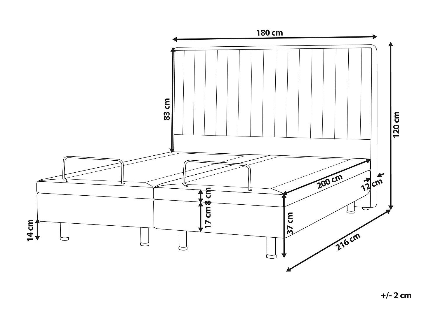 Lit réglable Bouclé DUKE II 180 x 200 cm Blanc cassé