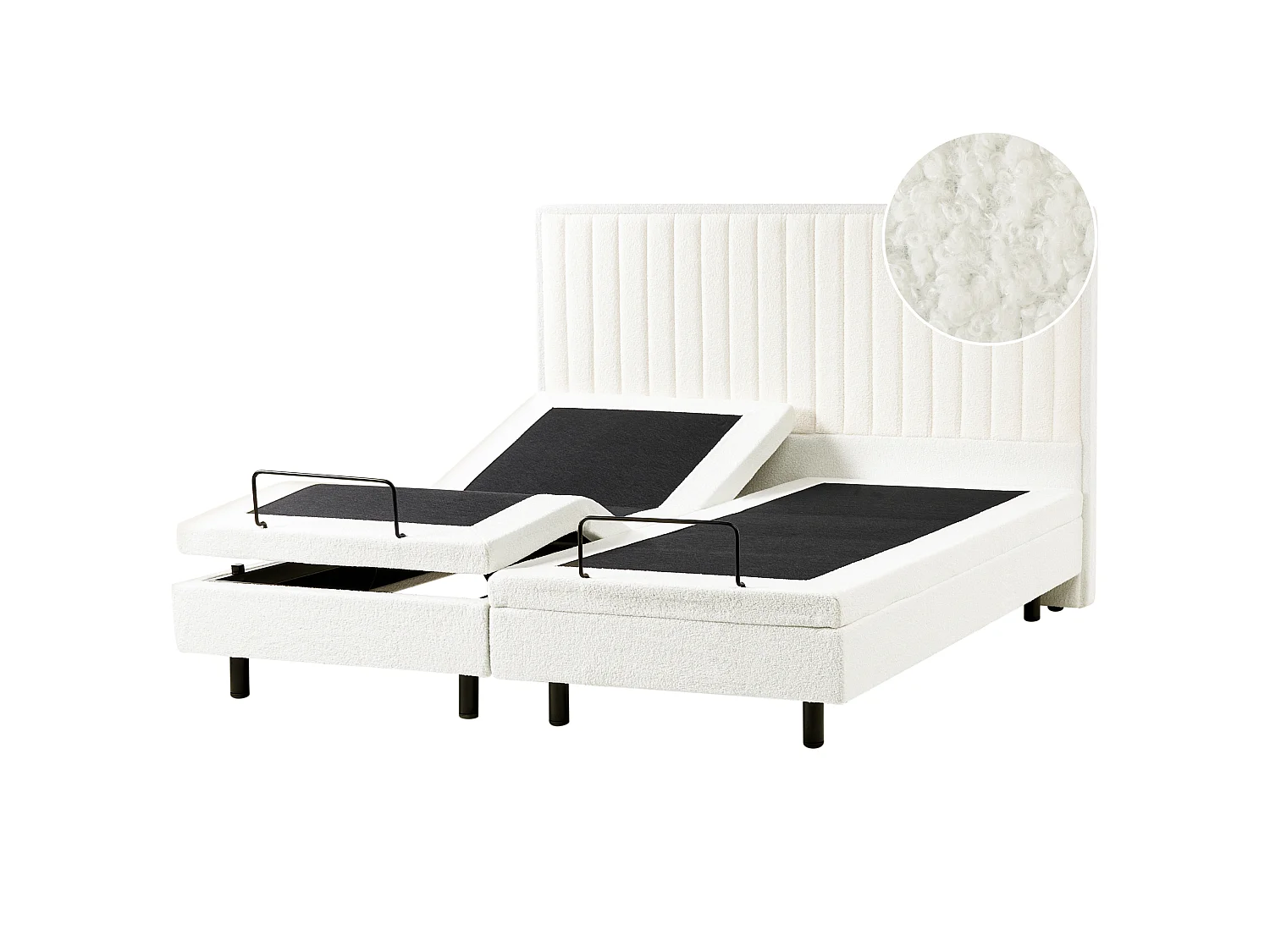 Lit réglable Bouclé CASTELLAN 180 x 200 cm Blanc cassé