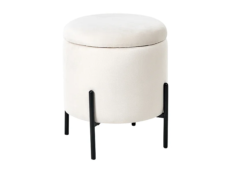 Pouf de rangement WENONA Velours Blanc cassé