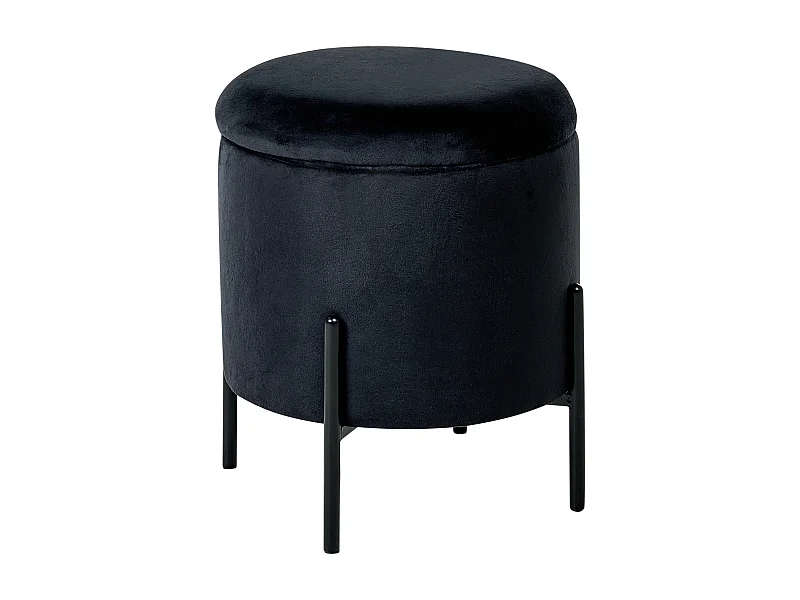 Pouf de rangement WENONA Velours Noir