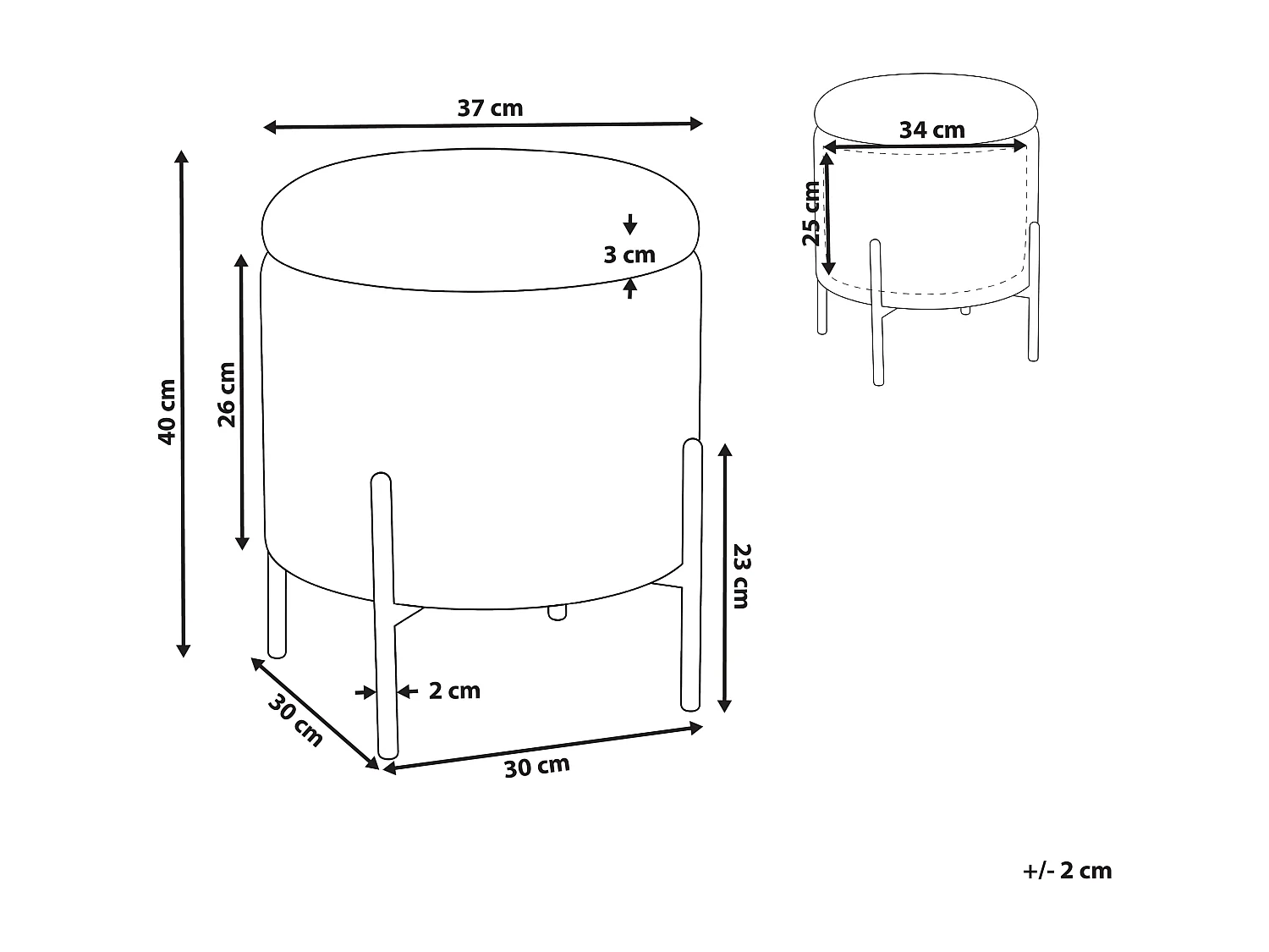 Pouf de rangement WENONA Velours Noir