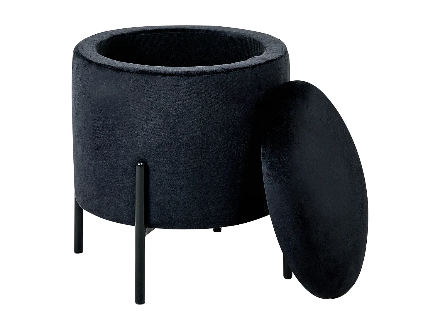 Pouf de rangement WENONA Velours Noir