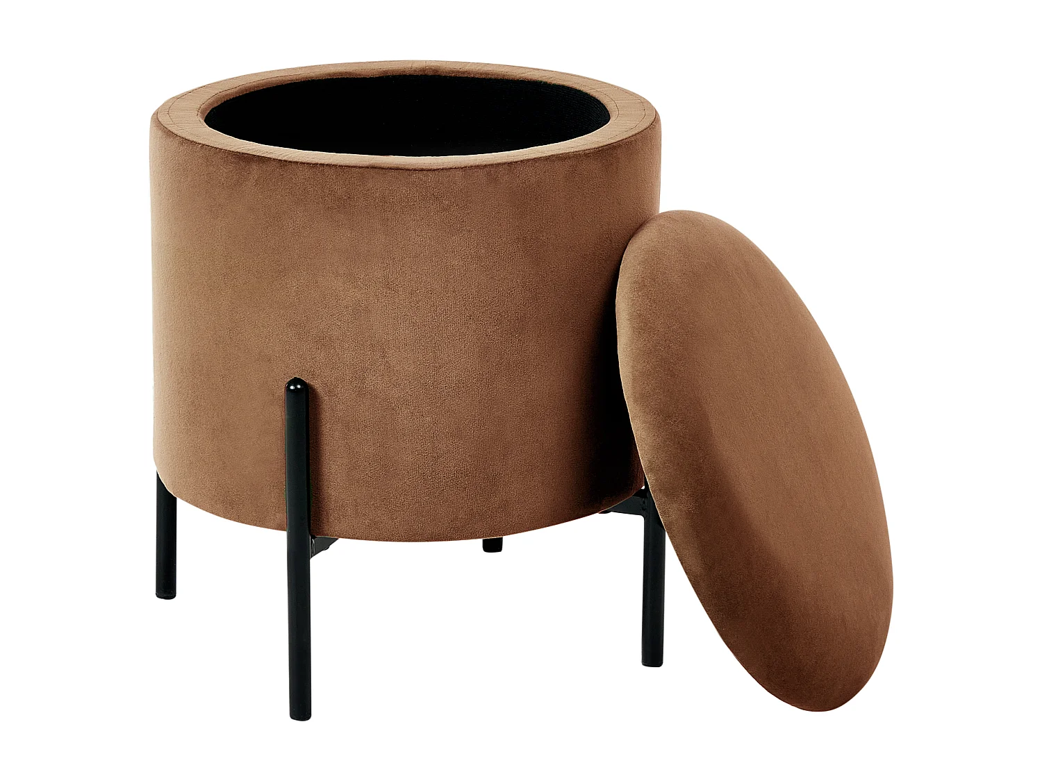 Pouf de rangement WENONA Velours Marron foncé