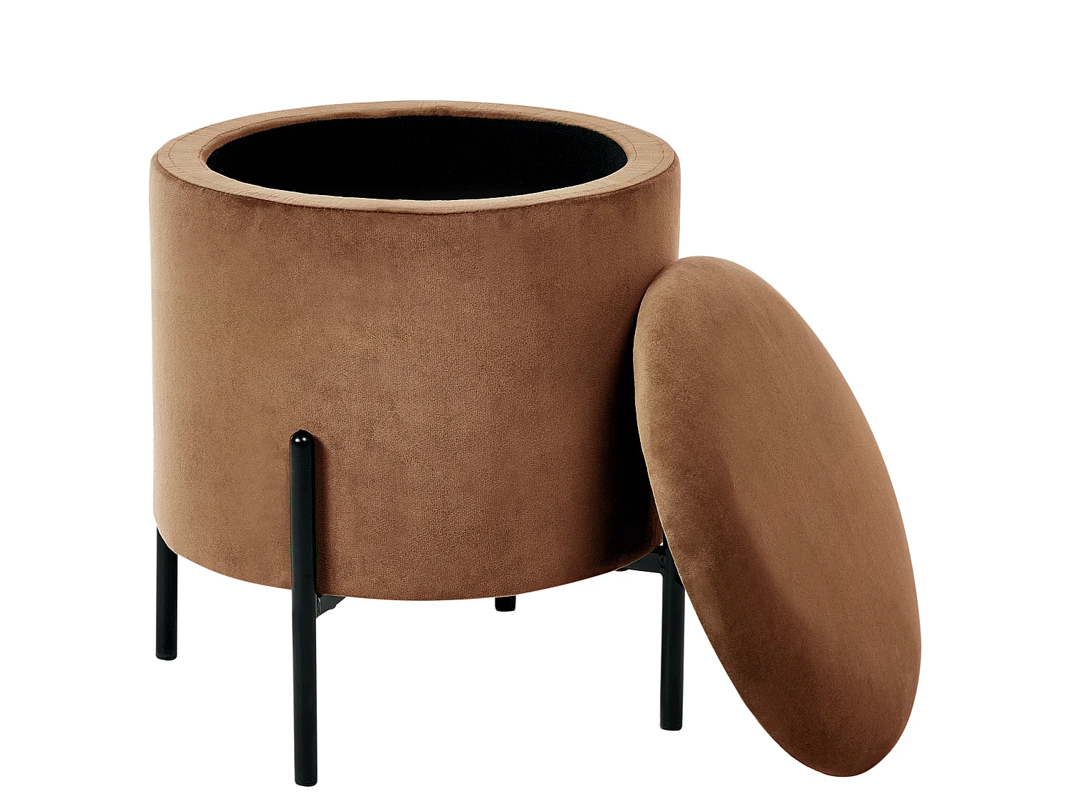 Pouf de rangement WENONA Velours Marron foncé
