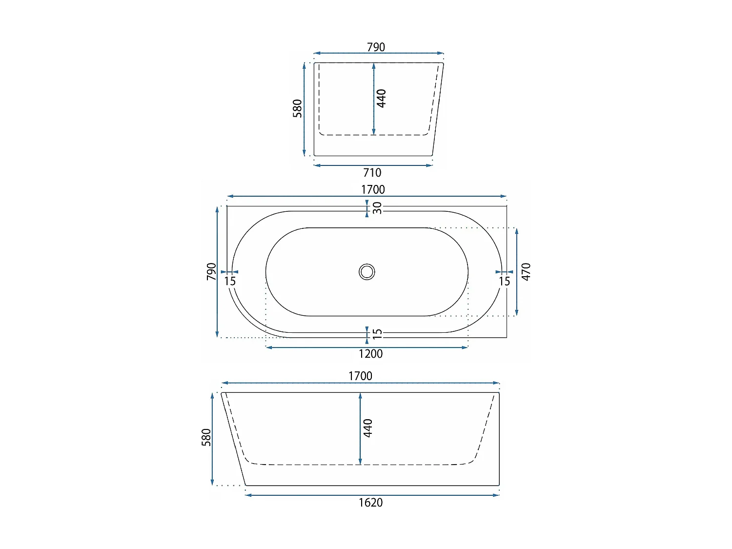 Bañera De Esquina Rea Bellanto Slim 170 Right White