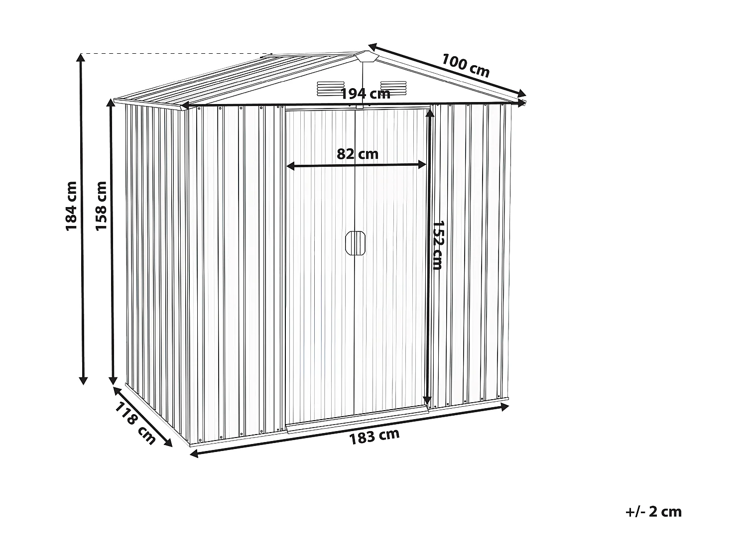 Abri de jardin CIRELLA 194 cm 118 cm Gris graphite