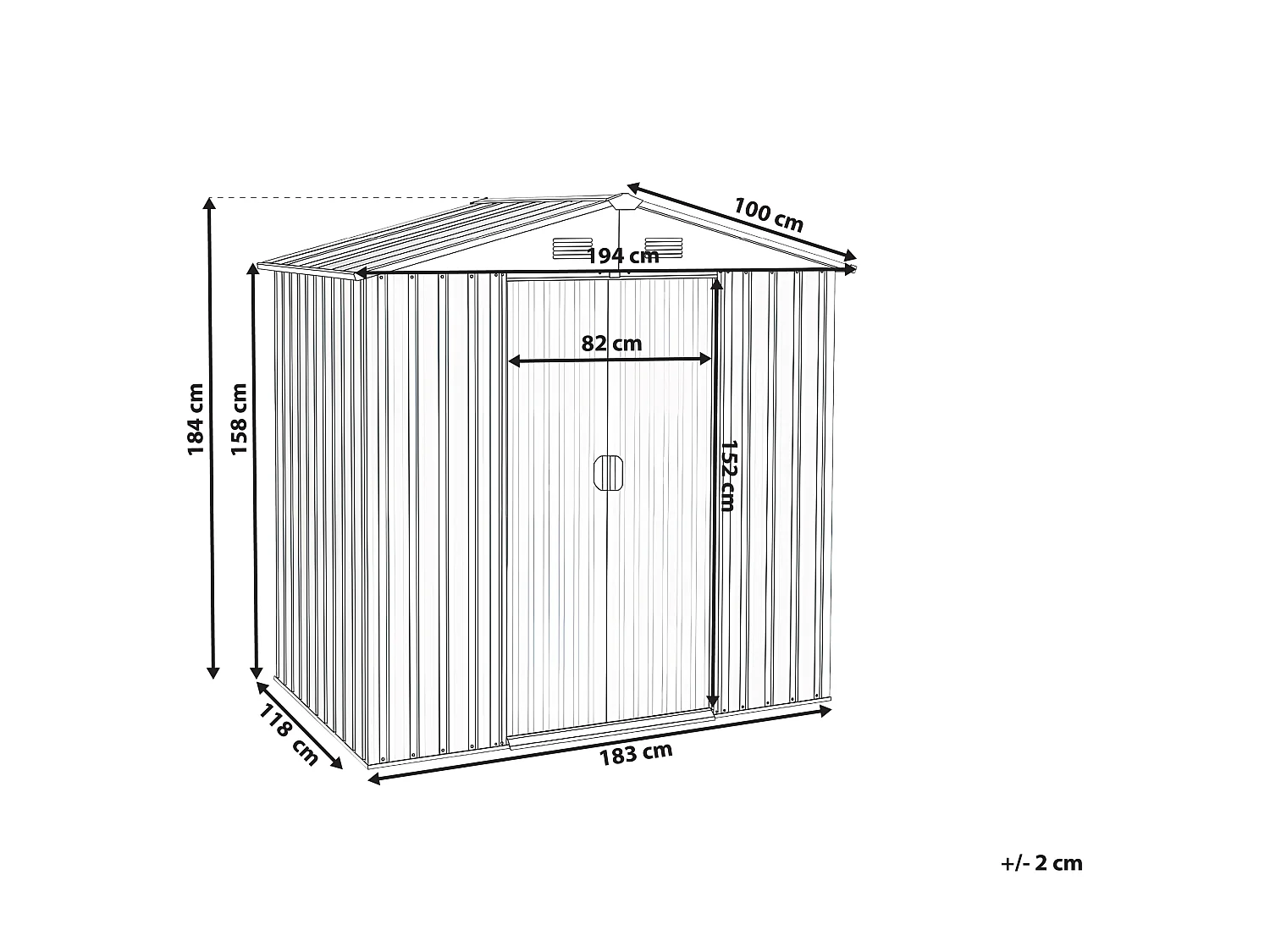 Abri de jardin CIRELLA 194 cm 118 cm Métal Gris graphite