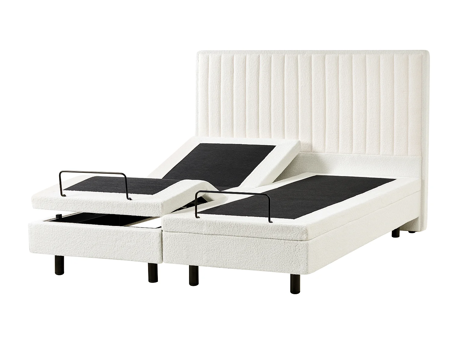 Lit réglable Bouclé DUKE II 160 x 200 cm Blanc cassé