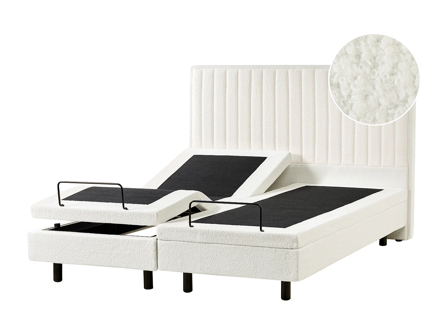 Lit réglable Bouclé DUKE II 160 x 200 cm Blanc cassé