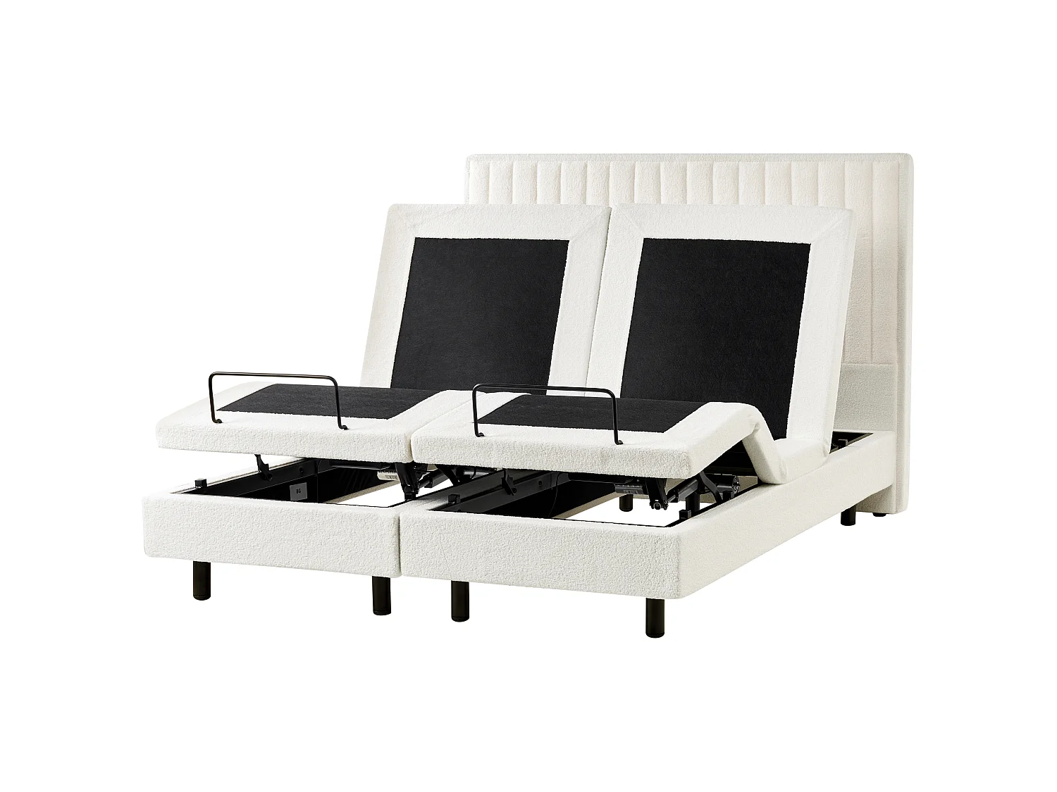 Lit réglable Bouclé CASTELLAN 160 x 200 cm Blanc cassé