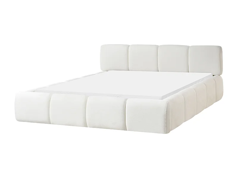 Lit avec sommier Tissu ORVILLE 160 x 200 cm Blanc cassé