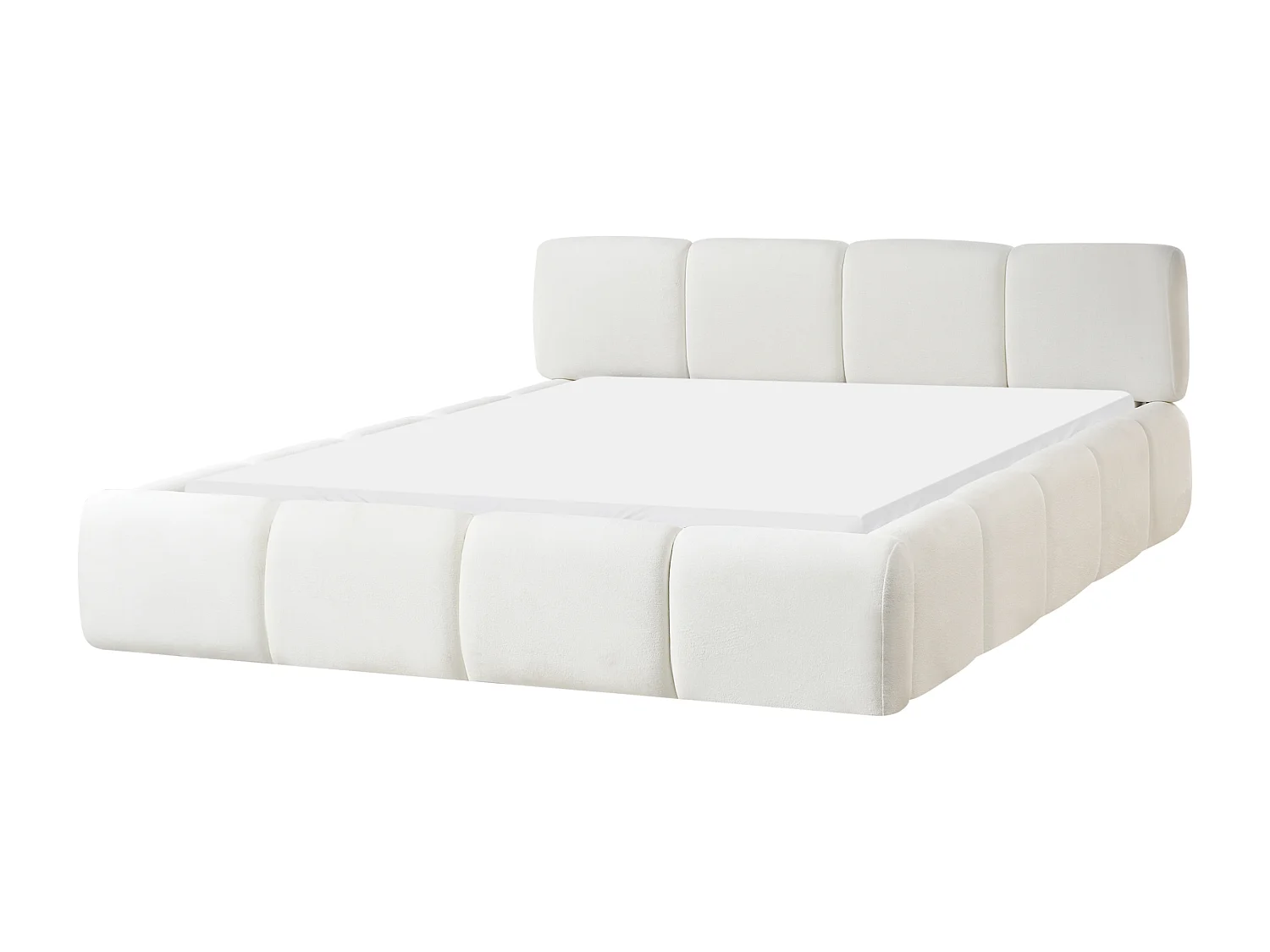 Lit avec sommier Tissu ORVILLE 160 x 200 cm Blanc cassé