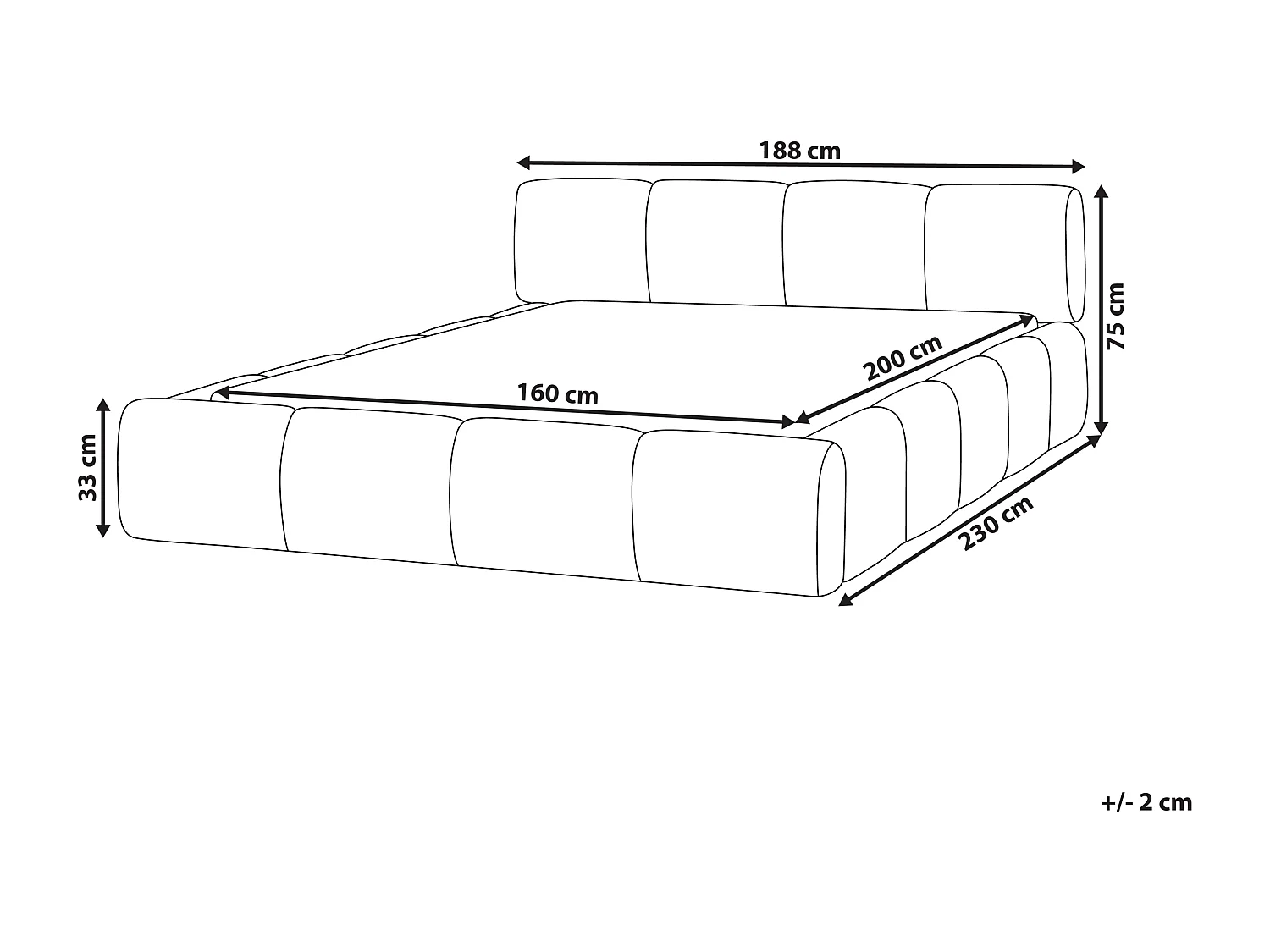 Lit avec sommier Tissu ORVILLE 160 x 200 cm Blanc cassé