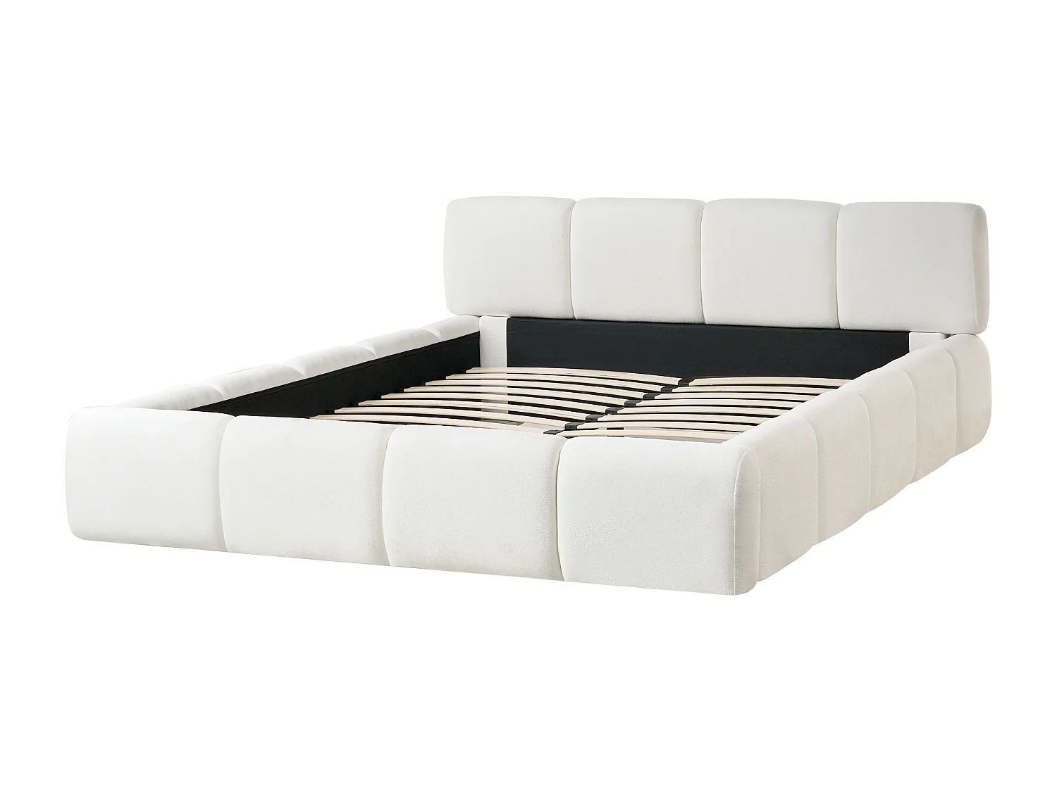 Lit avec sommier Tissu ORVILLE 160 x 200 cm Blanc cassé