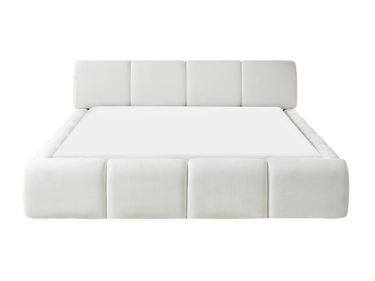 Lit avec sommier Tissu ORVILLE 160 x 200 cm Blanc cassé