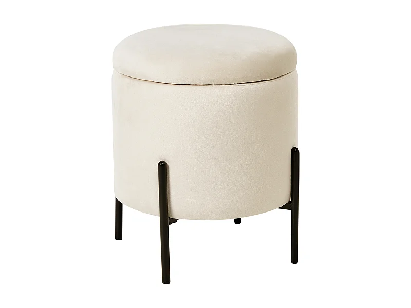 Pouf de rangement WENONA Velours Beige clair