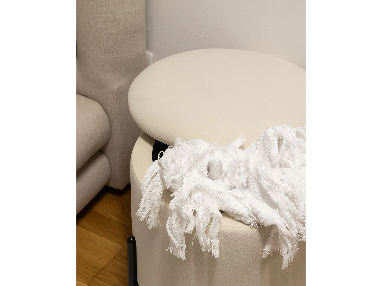 Storage Pouffe WENONA Velvet Light Beige