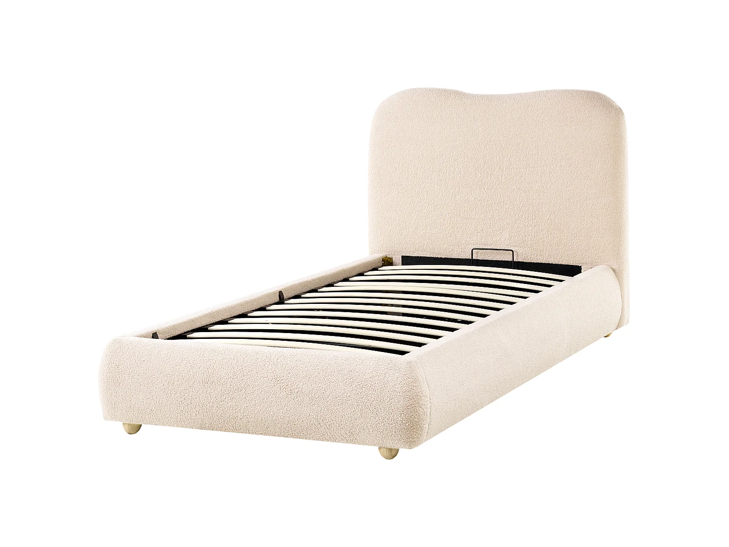 Ottoman Bed BLAGNAC Boucle Light Beige 90 x 200 cm (EU Single)