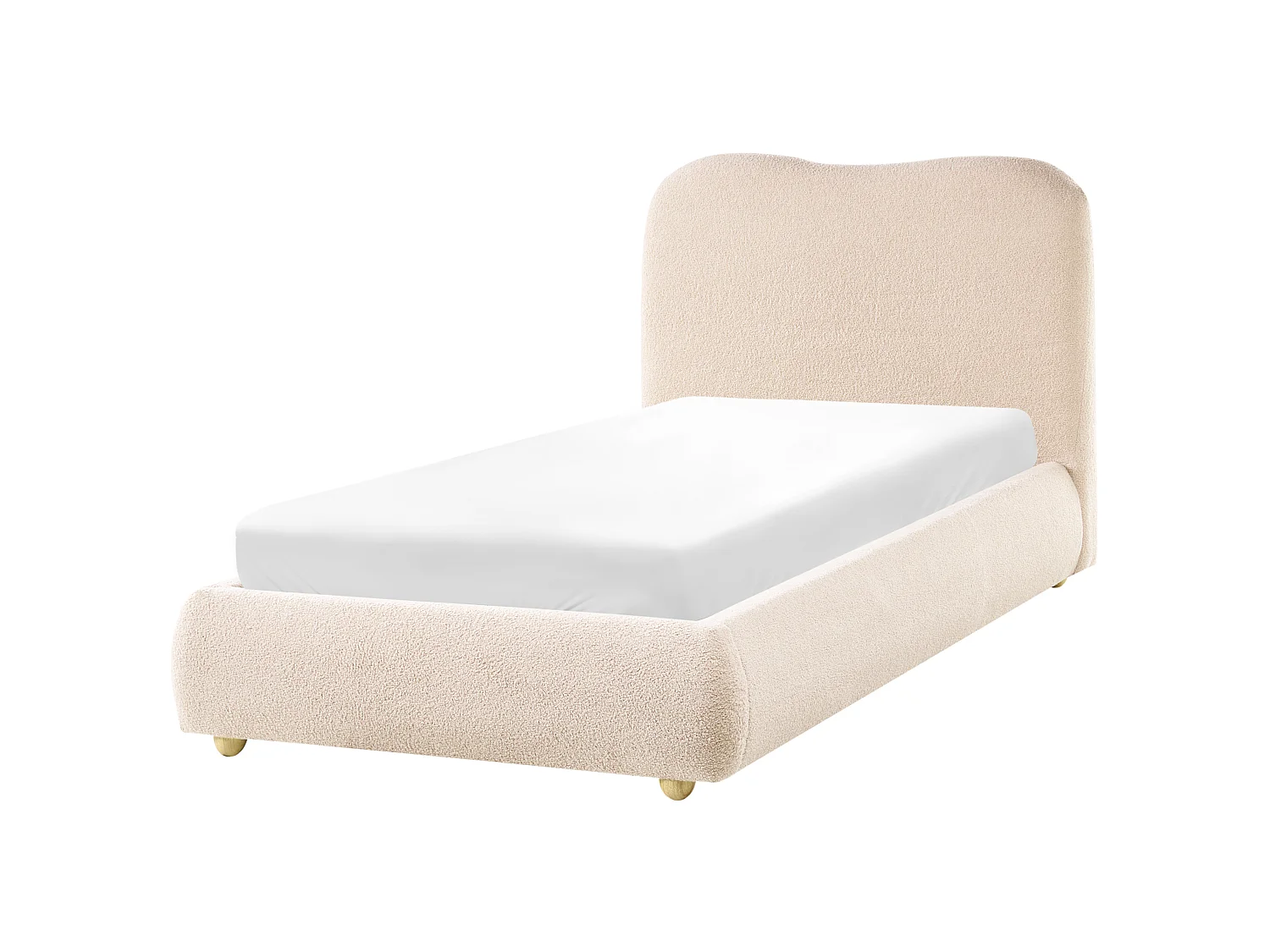 Ottoman Bed BLAGNAC Boucle Light Beige 90 x 200 cm (EU Single)