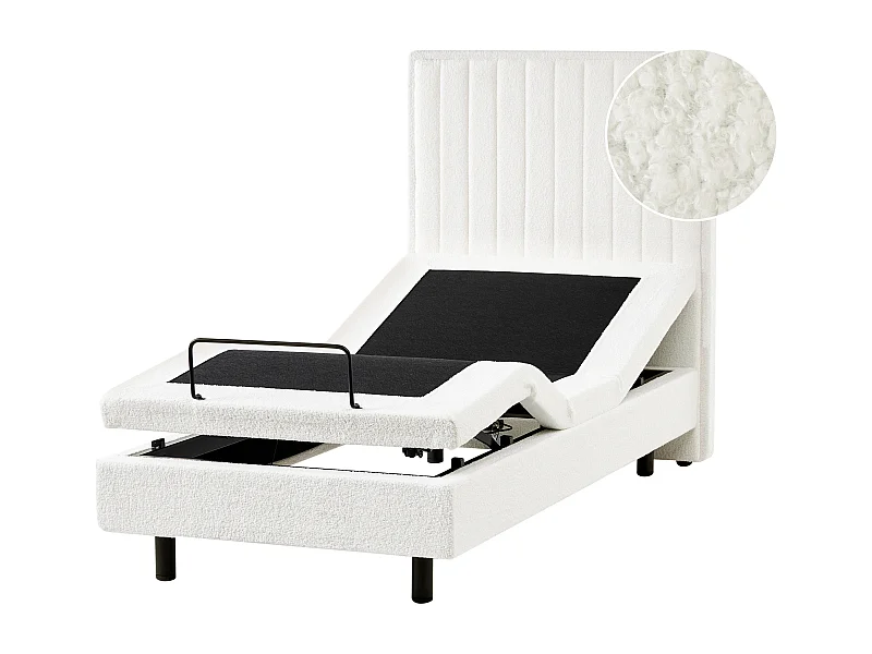 Lit réglable Bouclé DUKE II 90 x 200 cm Blanc cassé