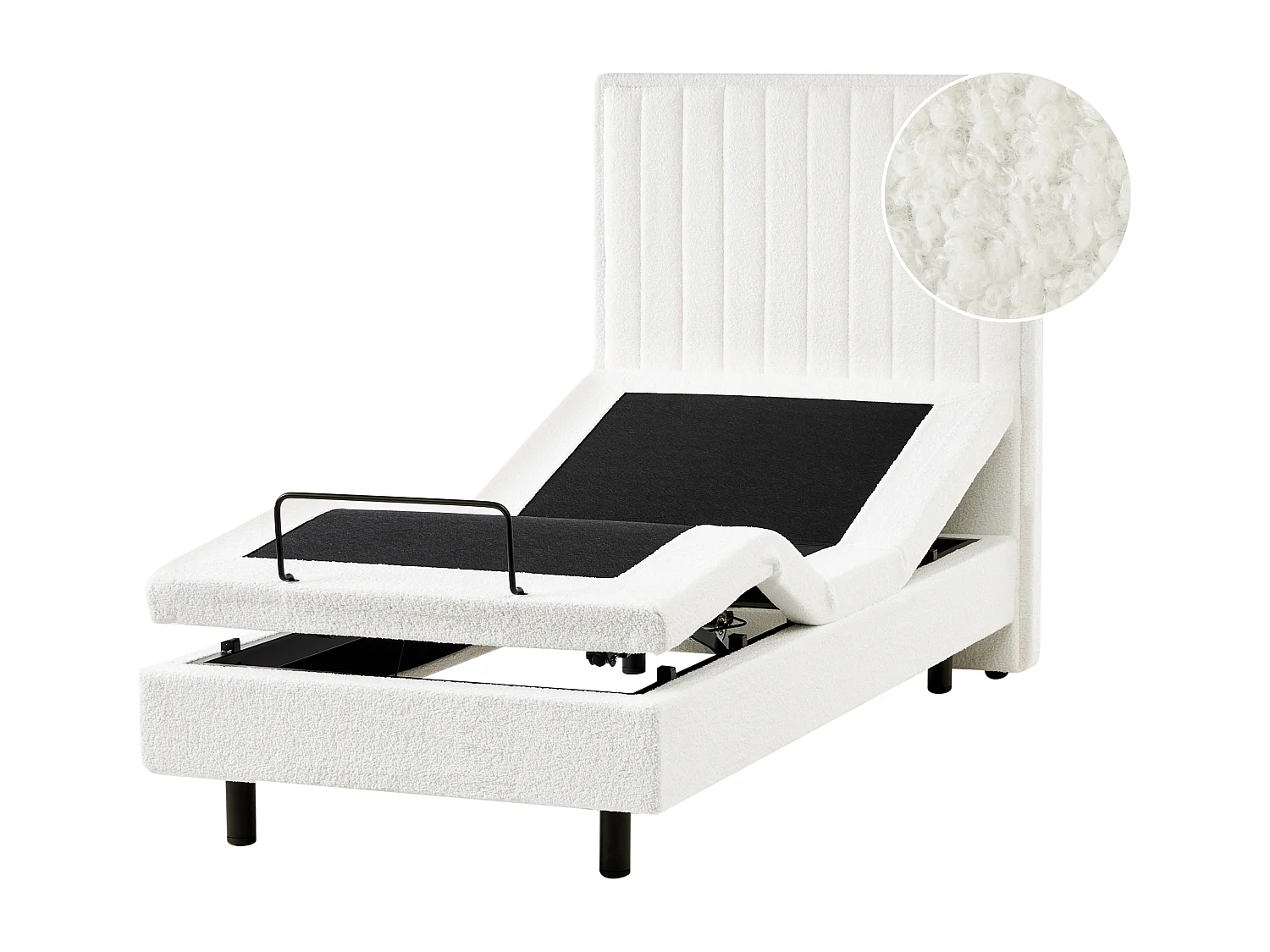 Lit réglable Bouclé DUKE II 90 x 200 cm Blanc cassé