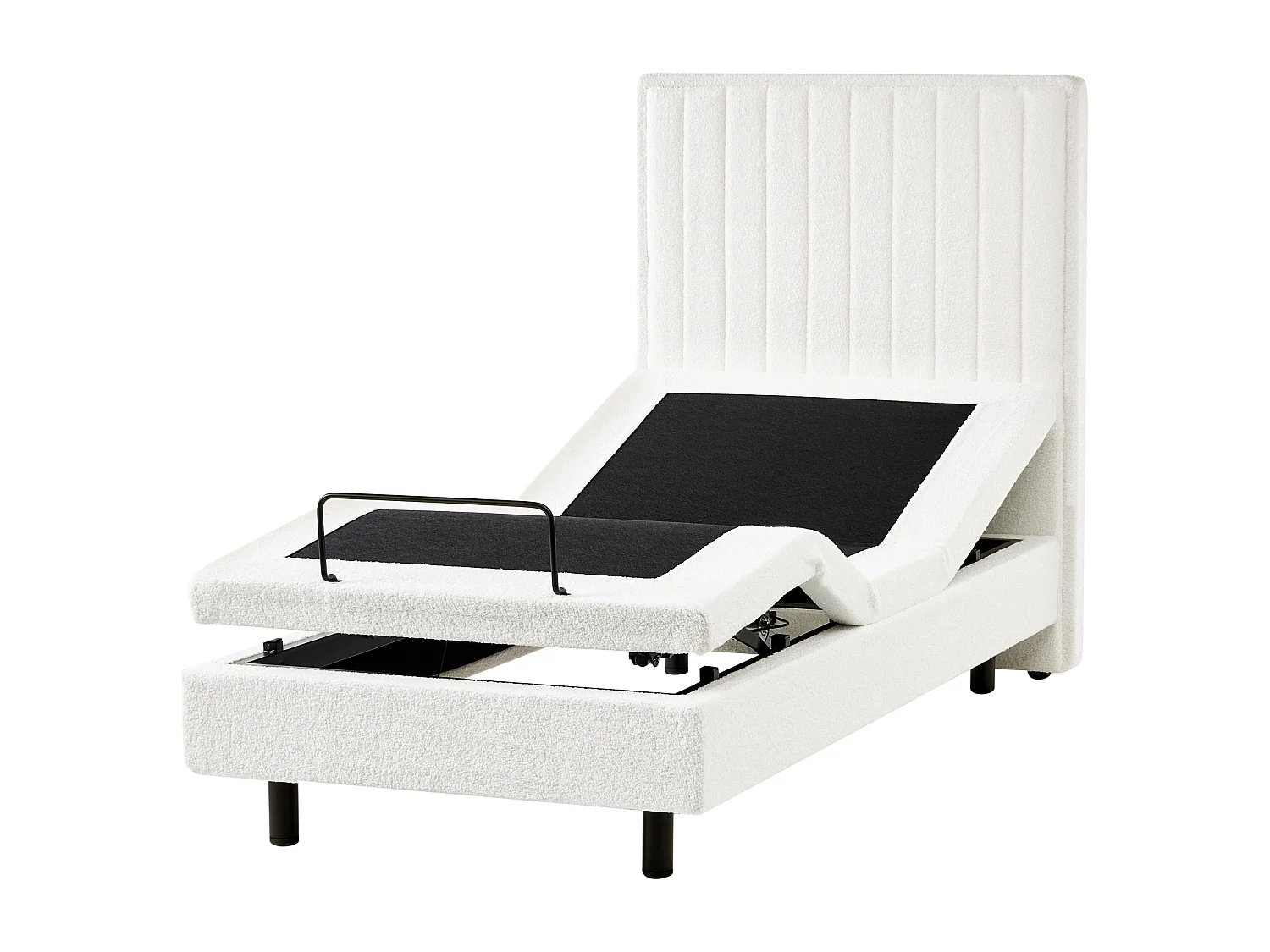 Lit réglable Bouclé DUKE II 90 x 200 cm Blanc cassé