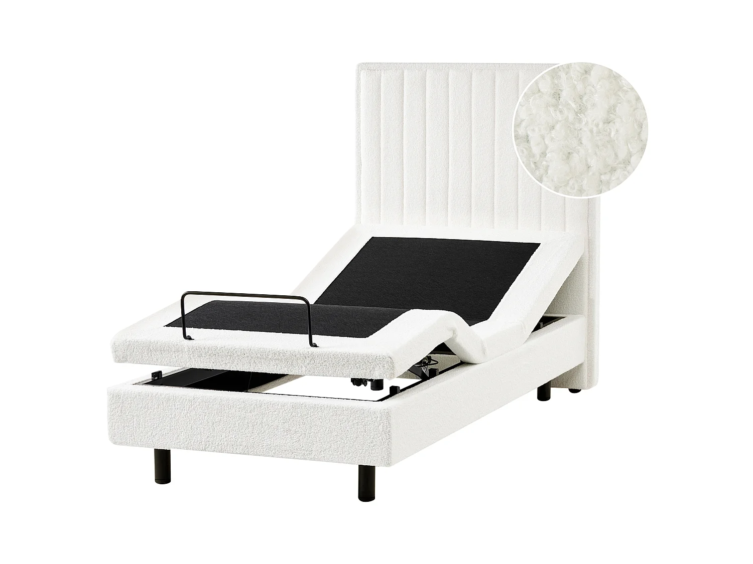 Lit réglable Bouclé CASTELLAN 90 x 200 cm Blanc cassé