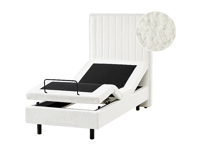 Lit réglable Bouclé DUKE II 80 x 200 cm Blanc cassé