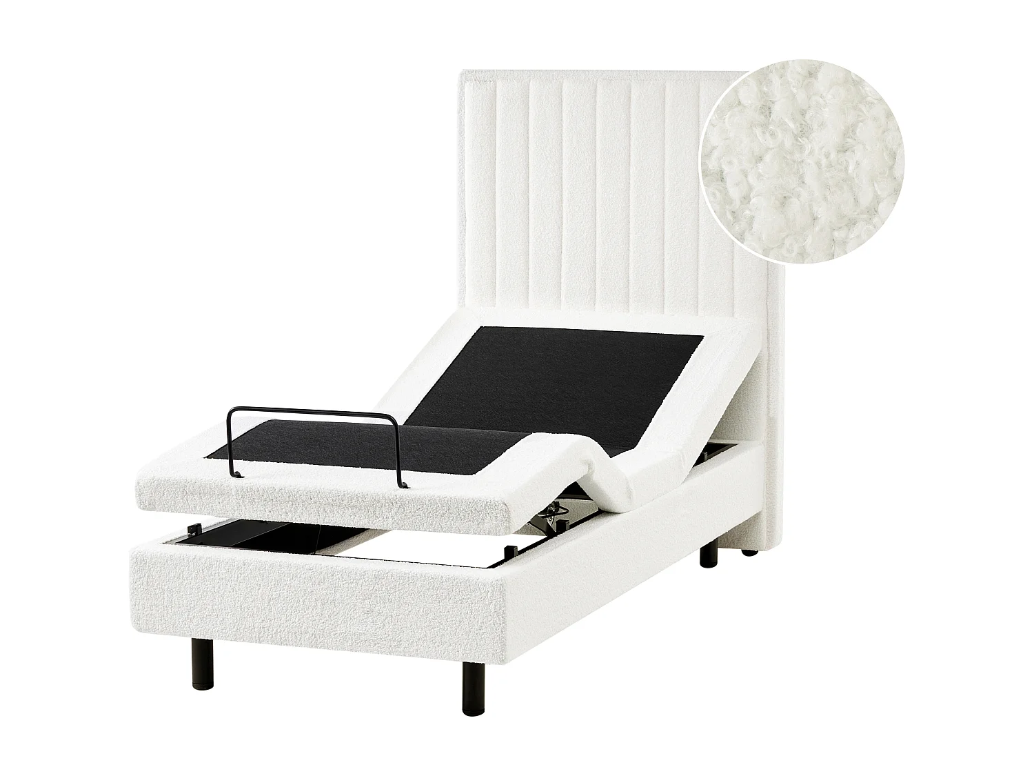 Lit réglable Bouclé DUKE II 80 x 200 cm Blanc cassé