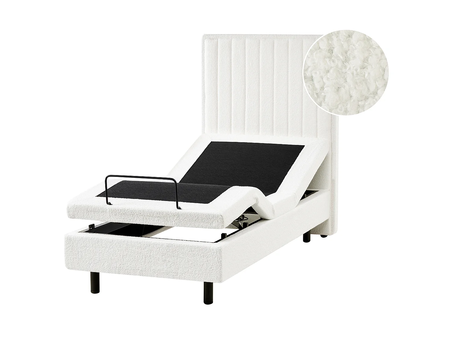 Lit réglable Bouclé CASTELLAN 80 x 200 cm Blanc cassé