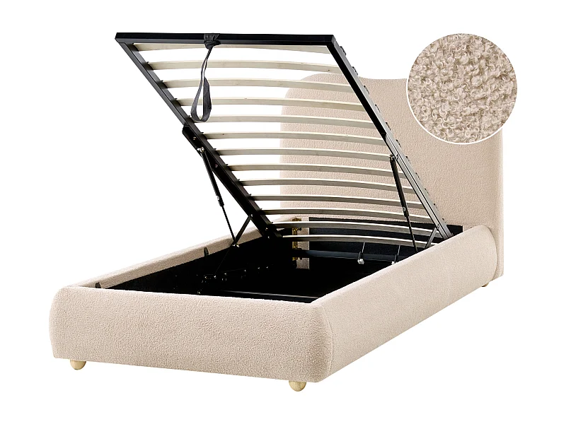 Lit ottoman Bouclé BLAGNAC 90 x 200 cm Beige