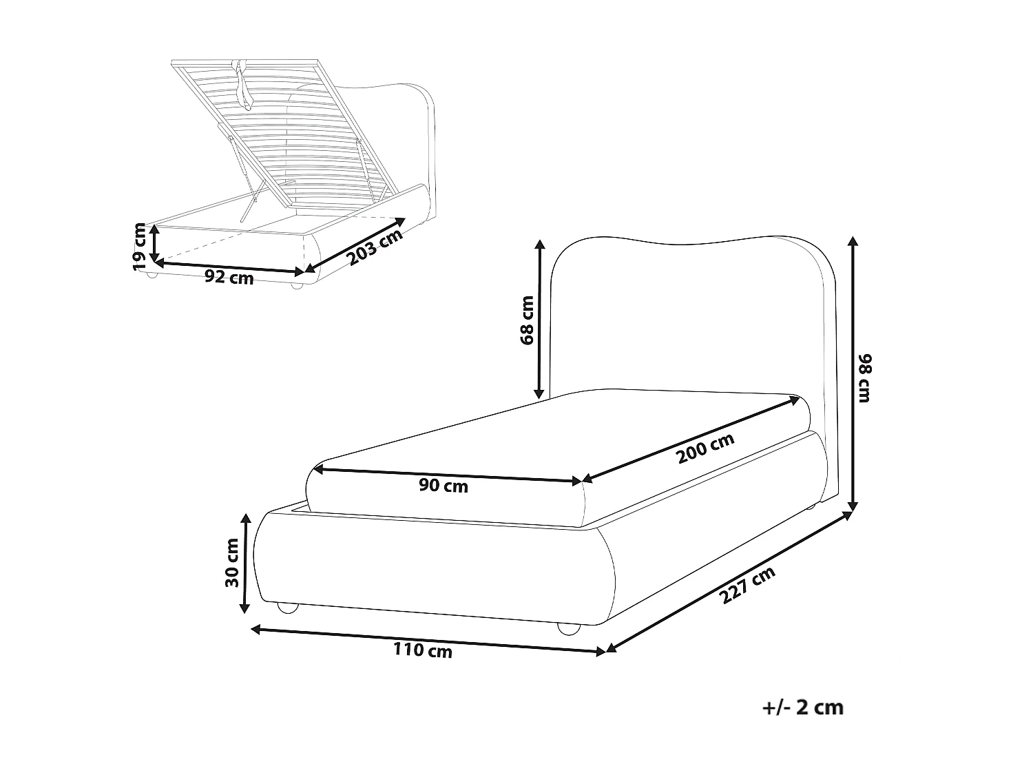 Lit ottoman Bouclé BLAGNAC 90 x 200 cm Beige