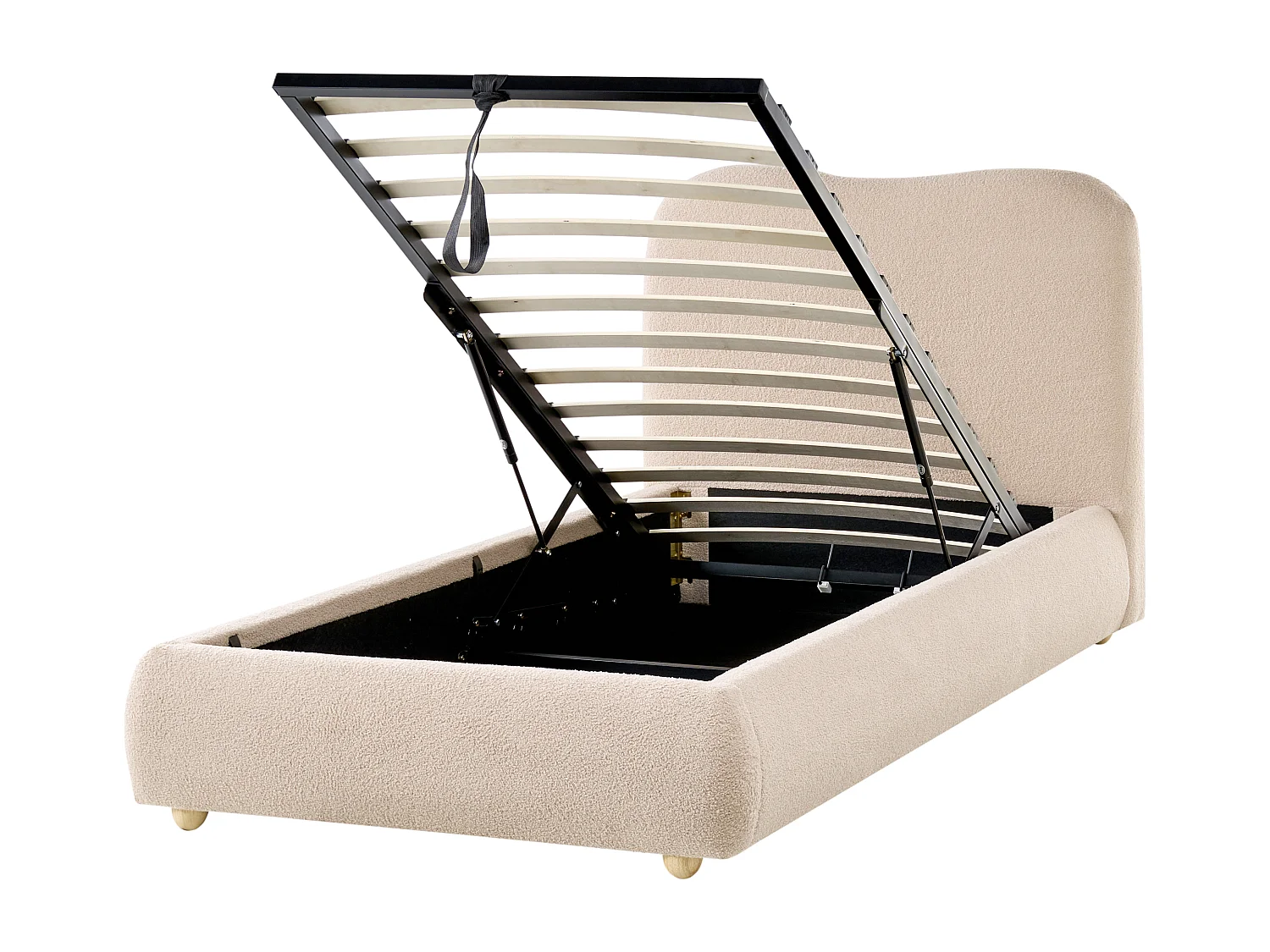 Ottoman Bed BLAGNAC Boucle Beige 90 x 200 cm (EU Single)