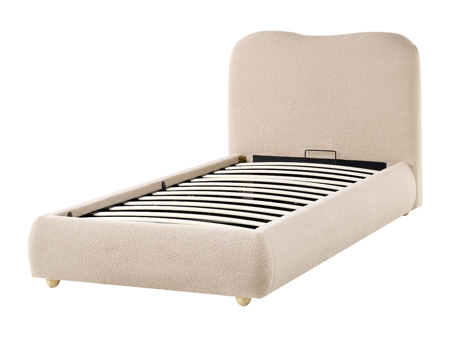 Ottoman Bed BLAGNAC Boucle Beige 90 x 200 cm (EU Single)