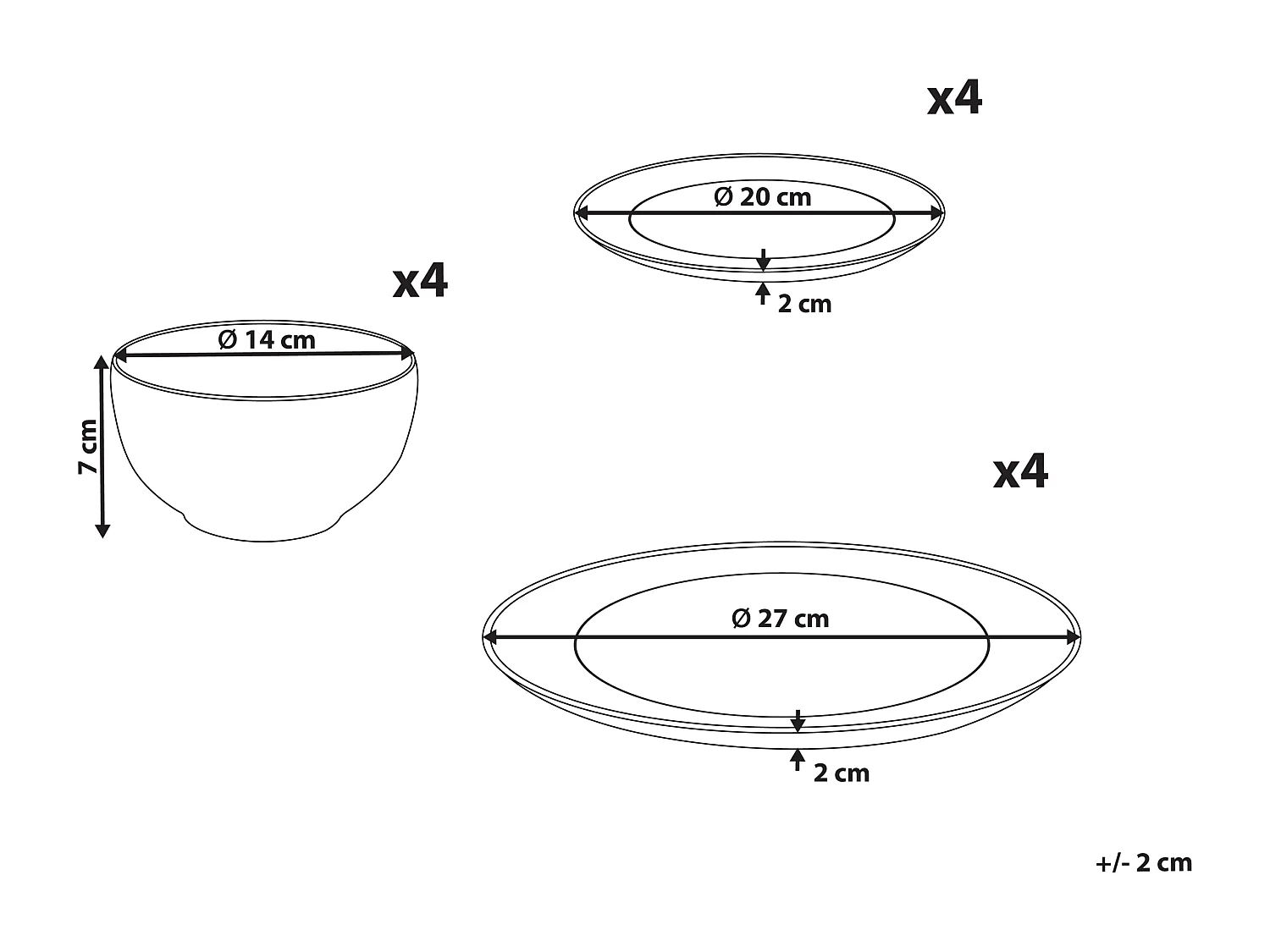Set de 12 couverts de table SAFFRON Porcelaine Blanc