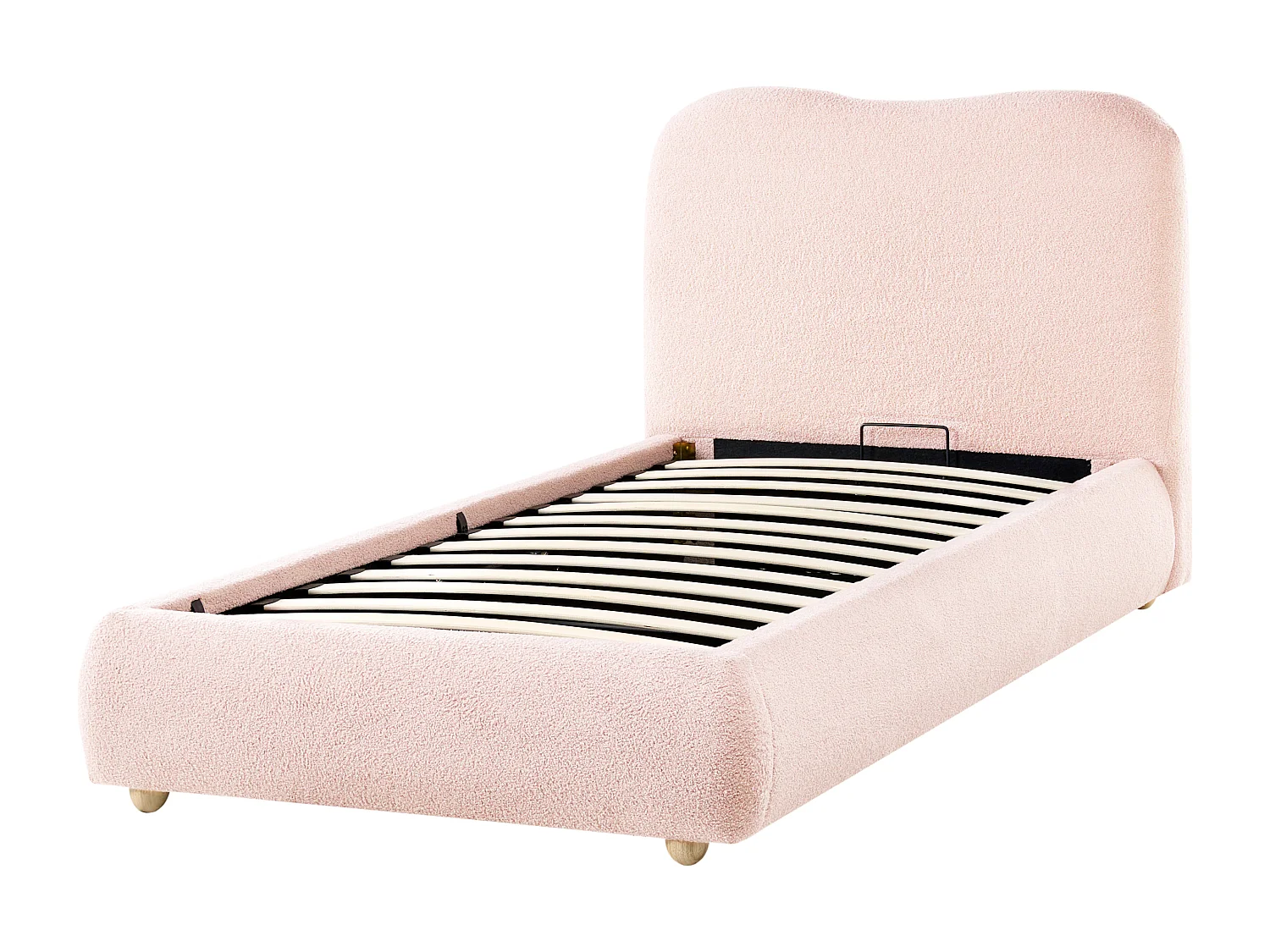 Lit ottoman Bouclé BLAGNAC 90 x 200 cm Rose