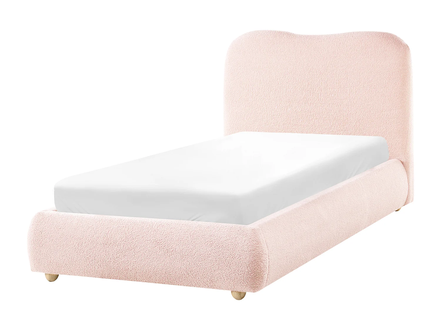 Lit ottoman Bouclé BLAGNAC 90 x 200 cm Rose