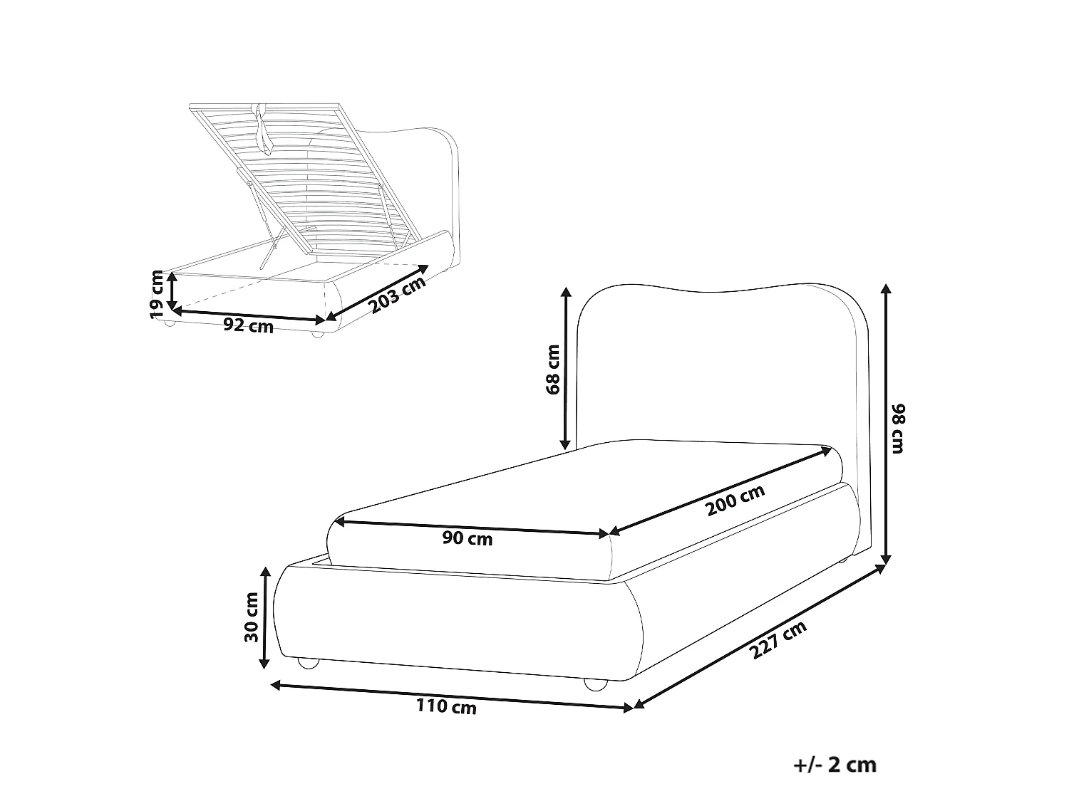 Ottoman Bed BLAGNAC Boucle Pink 90 x 200 cm (EU Single)