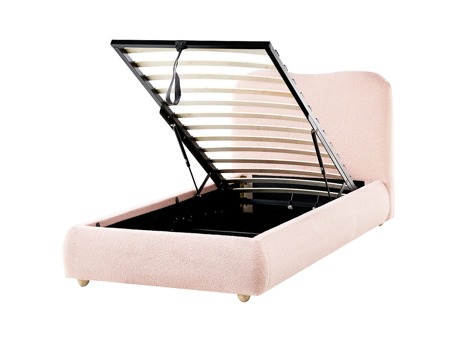Ottoman Bed BLAGNAC Boucle Pink 90 x 200 cm (EU Single)