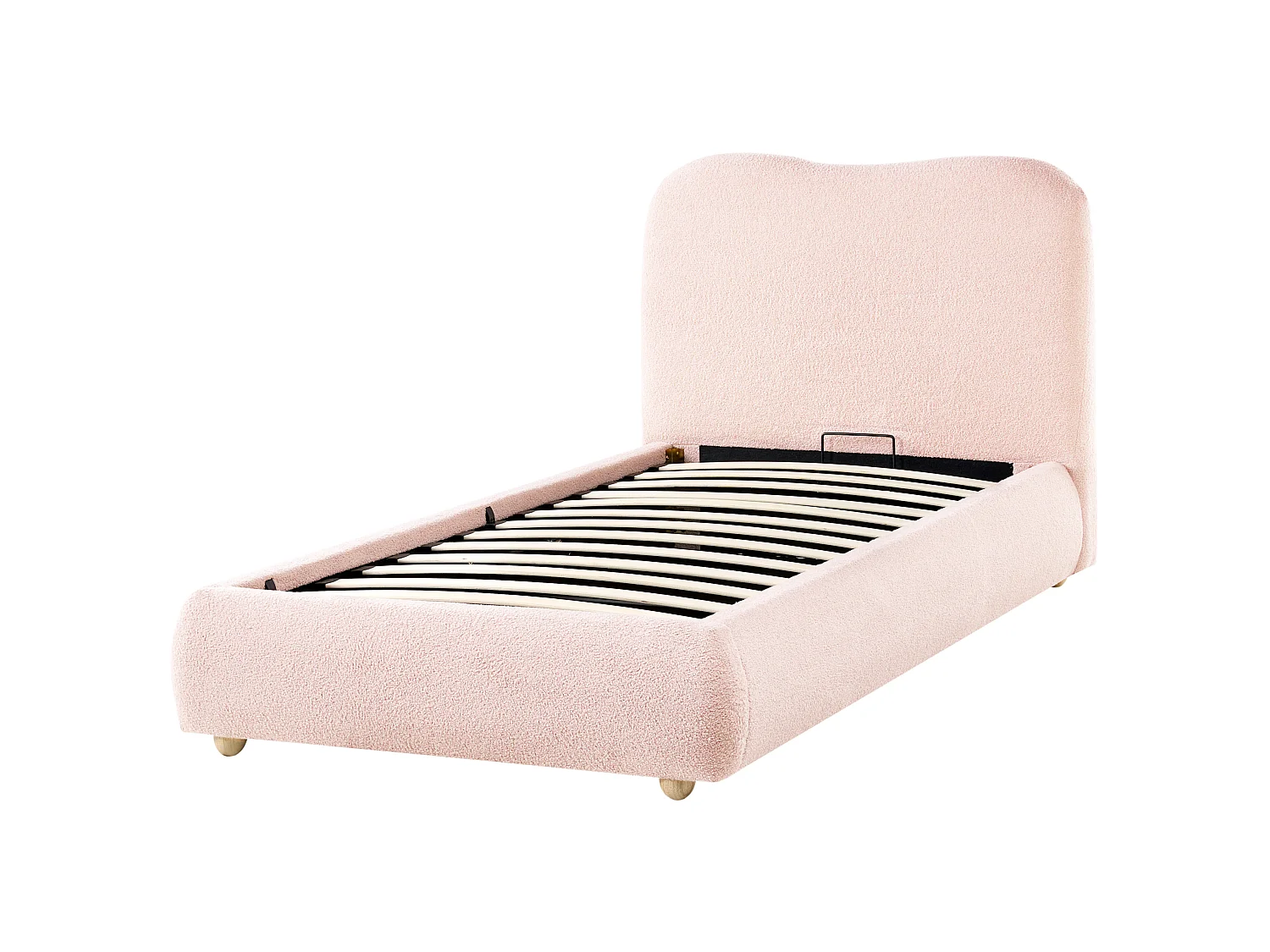 Ottoman Bed BLAGNAC Boucle Pink 90 x 200 cm (EU Single)