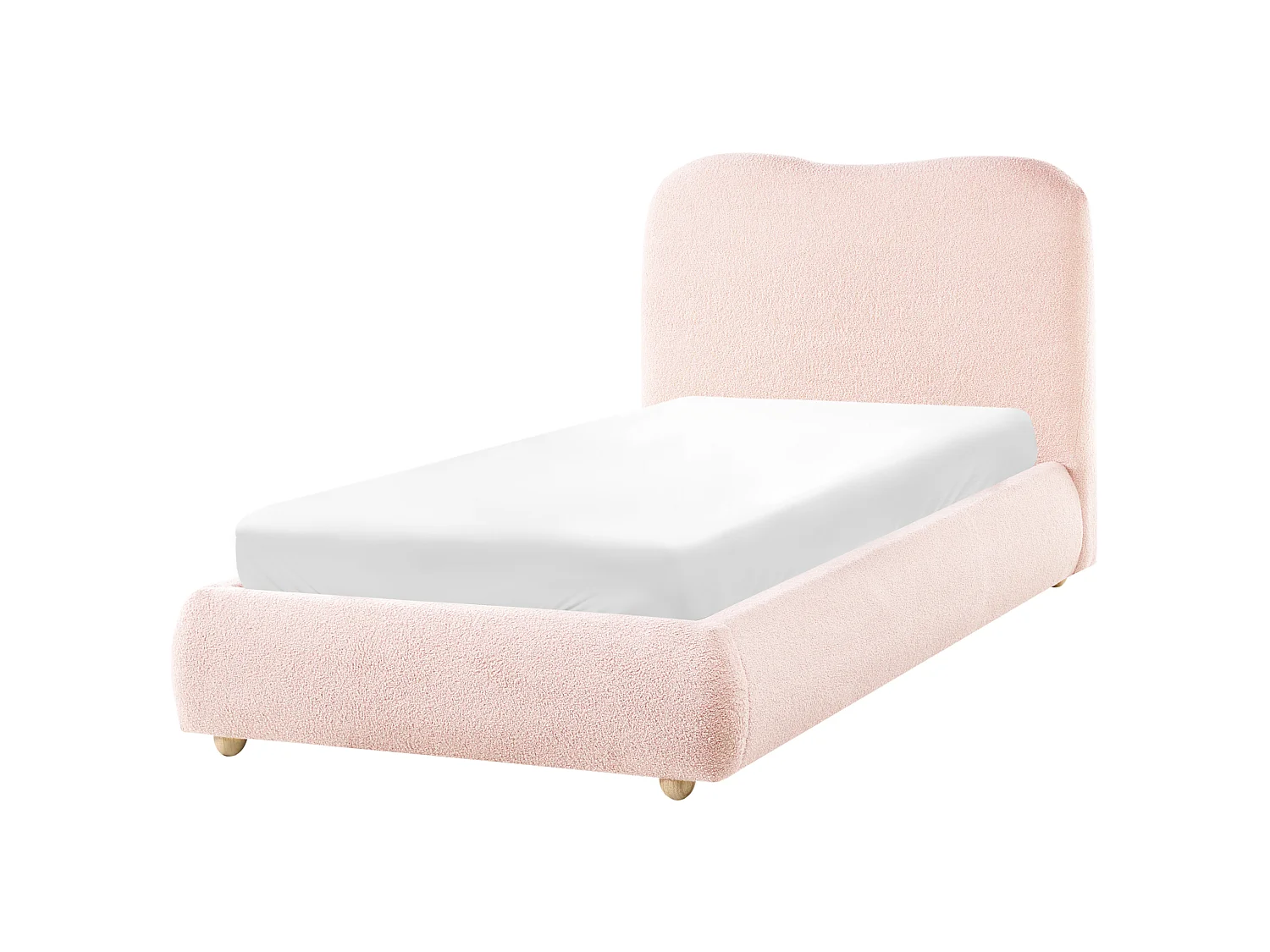 Ottoman Bed BLAGNAC Boucle Pink 90 x 200 cm (EU Single)