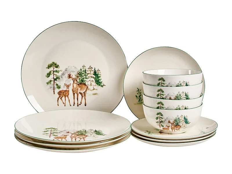 Set de 12 couverts de table CHILI Porcelaine Blanc